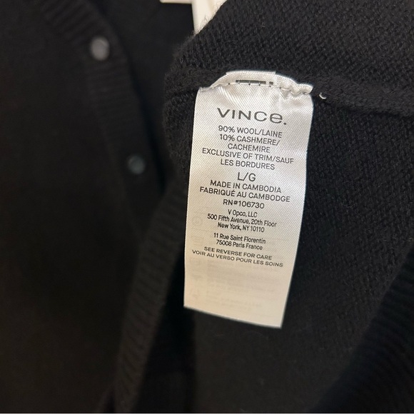 Vince Wool & Cashmere Cardigan in Black Size L - Picture 8 of 9